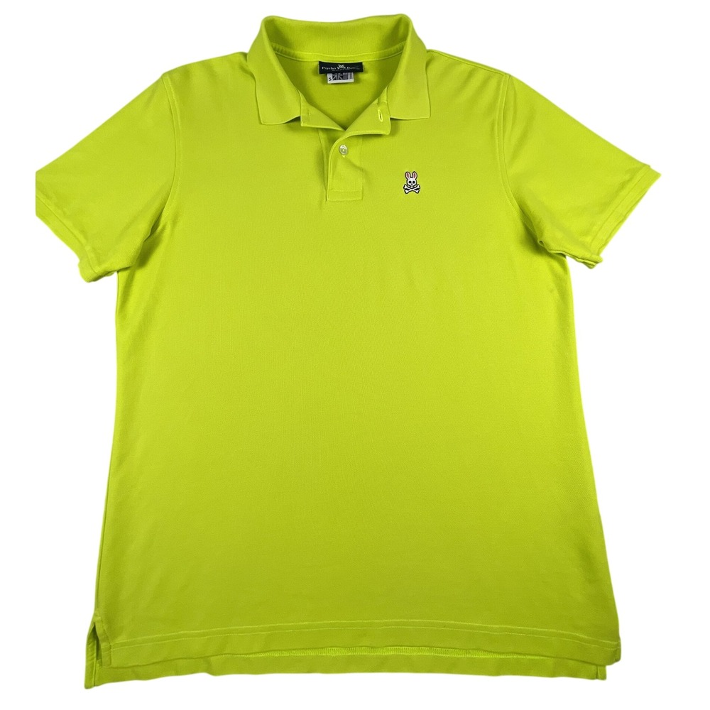 Psycho Bunny Polo Shirt Mens 5 L Lime Green Pima Cotton Pique Short Sleeve